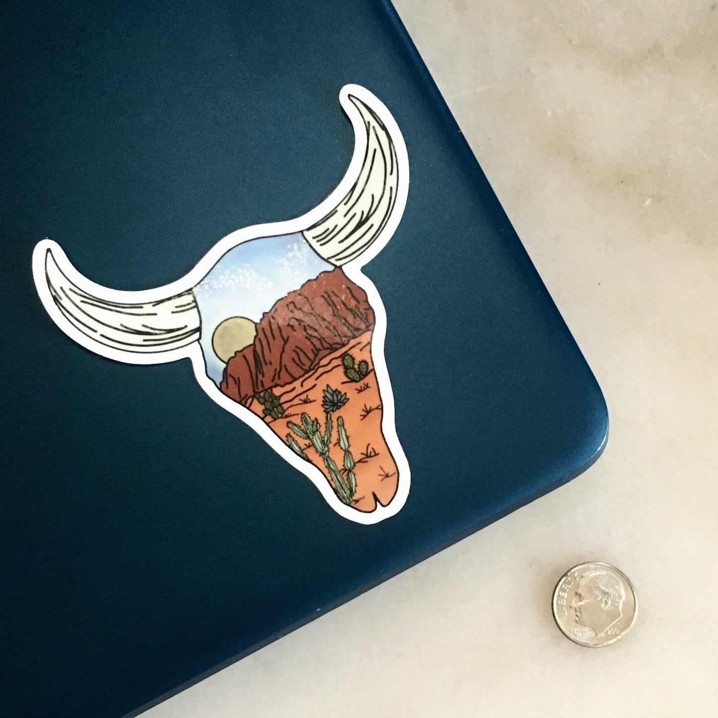 Desert Scene Cow Skull Sticker