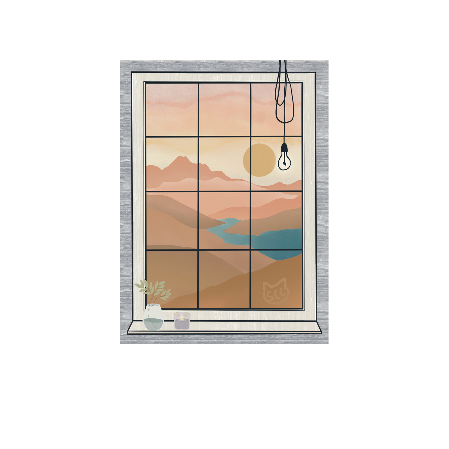 Serene Window Scene Sticker