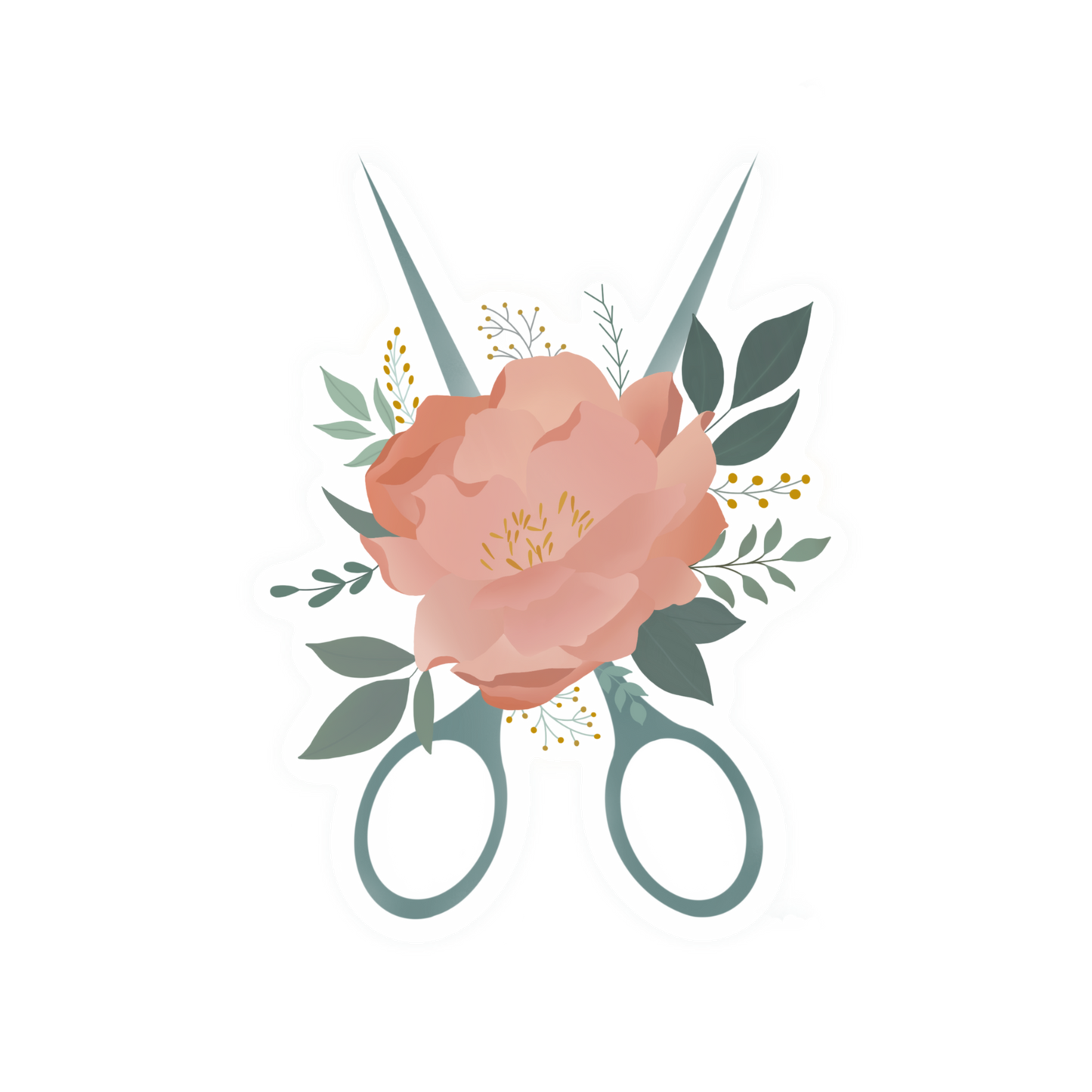 Floral Scissors Sticker